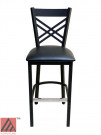 BAR STOOL, CRISSCROSS BACK, BLACK VINYL SEAT