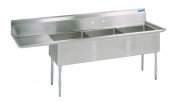 3 COMPARTMENT SINK W/ LEFT DRAINBOARD, 75"W x 23"D